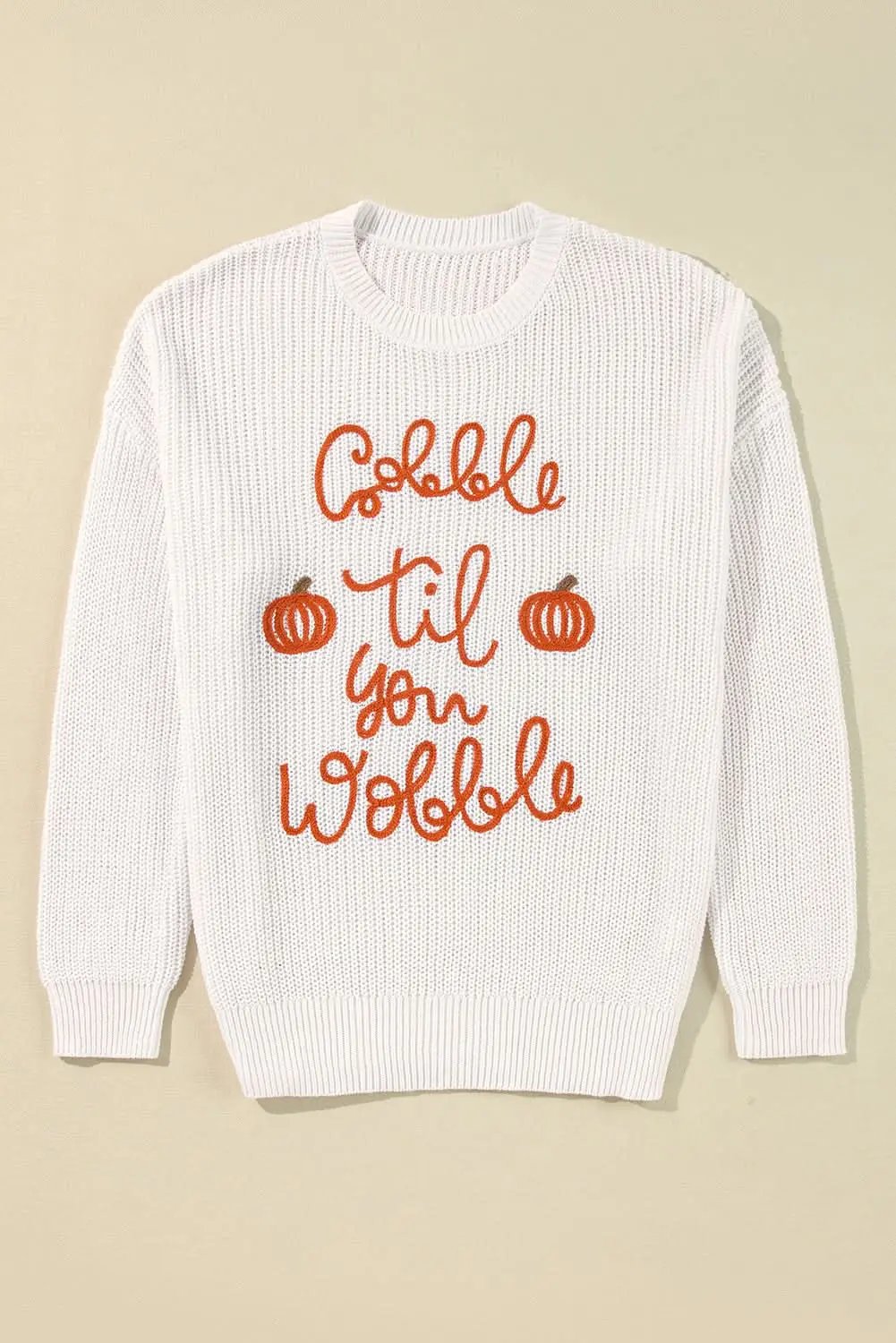 White Gobble Til You Wobble Pop Up Crochet Plus Size Sweater - Love Salve